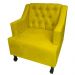 Combo 02 Poltronas Decorativa Pés Luis XV Gênises Encosto Estilo Capitonê Suede Amarelo - DS Estofados