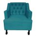 Combo 02 Poltronas Decorativa Pés Luis XV Gênises Encosto Estilo Capitonê Suede Azul Turquesa - DS Estofados