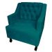 Combo 02 Poltronas Decorativa Pés Luis XV Gênises Encosto Estilo Capitonê Suede Azul Turquesa - DS Estofados