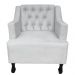 Combo 02 Poltronas Decorativa Pés Luis XV Gênises Encosto Estilo Capitonê Suede Branco - DS Estofados