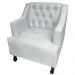 Combo 02 Poltronas Decorativa Pés Luis XV Gênises Encosto Estilo Capitonê Suede Branco - DS Estofados