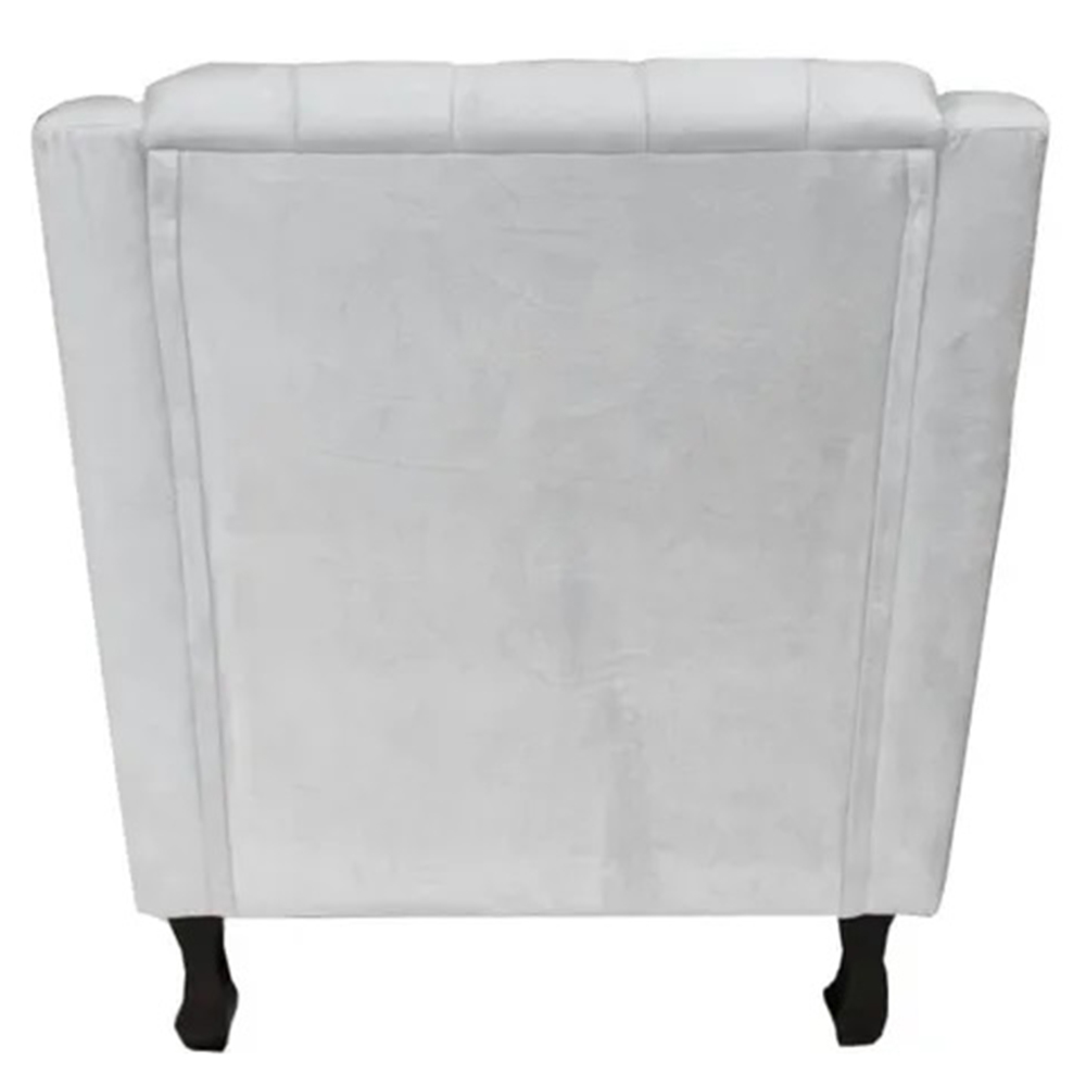 Combo 02 Poltronas Decorativa Pés Luis XV Gênises Encosto Estilo Capitonê Suede Branco - DS Estofados