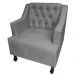 Combo 02 Poltronas Decorativa Pés Luis XV Gênises Encosto Estilo Capitonê Suede Cinza - DS Estofados