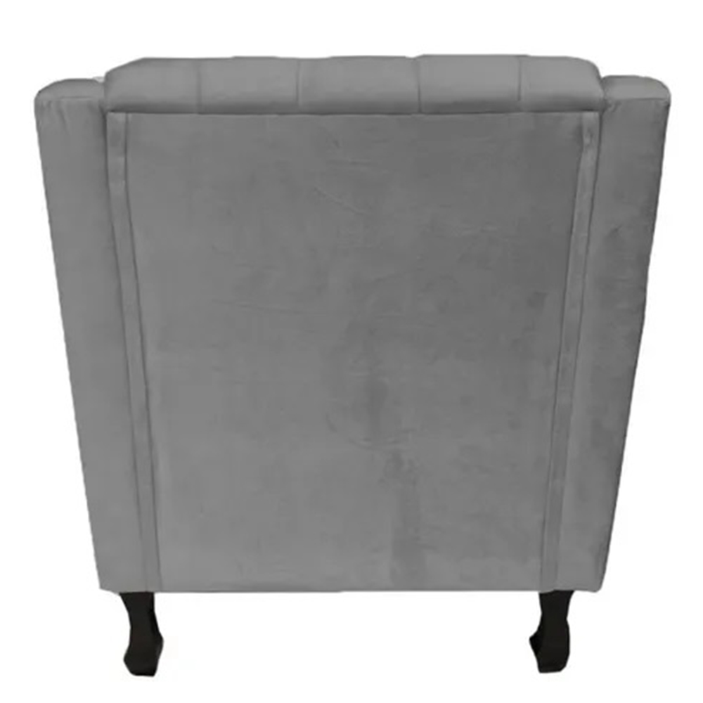 Combo 02 Poltronas Decorativa Pés Luis XV Gênises Encosto Estilo Capitonê Suede Cinza - DS Estofados