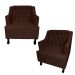 Combo 02 Poltronas Decorativa Pés Luis XV Gênises Encosto Estilo Capitonê Suede Marrom - DS Estofados
