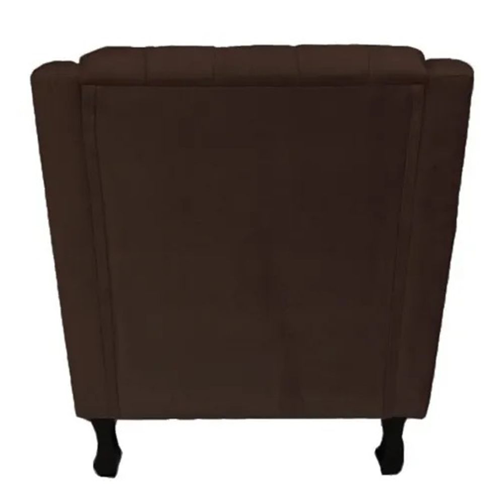Combo 02 Poltronas Decorativa Pés Luis XV Gênises Encosto Estilo Capitonê Suede Marrom - DS Estofados