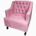 Combo 02 Poltronas Decorativa Pés Luis XV Gênises Encosto Estilo Capitonê Suede Rosa - DS Estofados