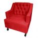 Combo 02 Poltronas Decorativa Pés Luis XV Gênises Encosto Estilo Capitonê Suede Vermelho - DS Estofados