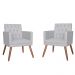 Combo 02 Poltronas Decorativa Pés Palito Nina Encosto Estilo Capitonê Branco - DS Estofados