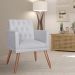 Combo 02 Poltronas Decorativa Pés Palito Nina Encosto Estilo Capitonê Branco - DS Estofados