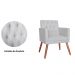 Combo 02 Poltronas Decorativa Pés Palito Nina Encosto Estilo Capitonê Branco - DS Estofados