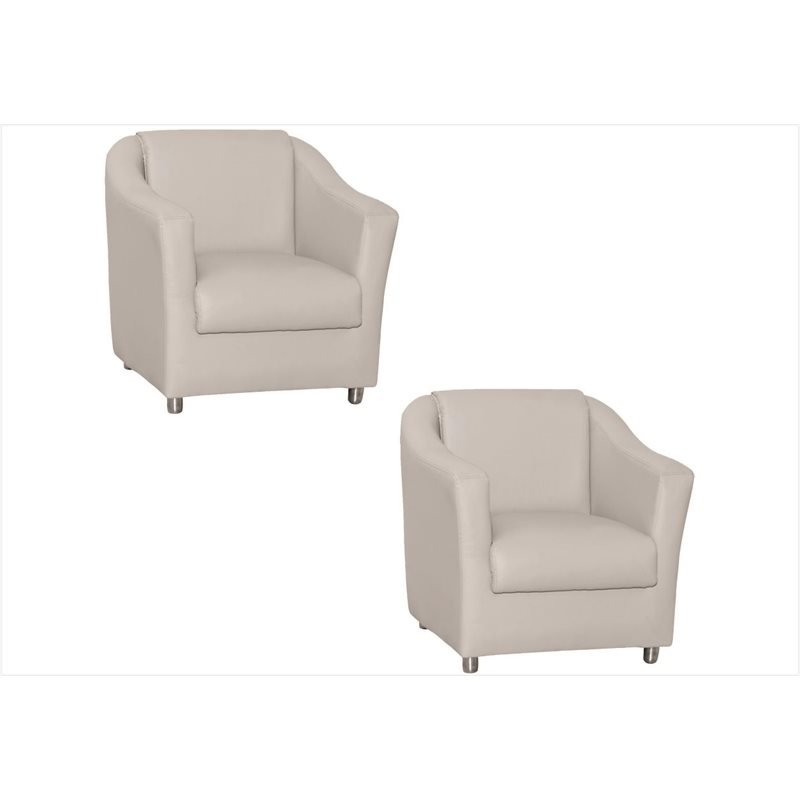 Combo 02 Poltronas Decorativa Para Escritório E Sala De Estar Tilla Tecido Napa Branco - DS Estofados