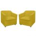 Combo 02 Poltronas Decorativa Tilla Pés Cromados Suede Amarelo - DS Estofados