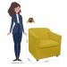 Combo 02 Poltronas Decorativa Tilla Pés Cromados Suede Amarelo - DS Estofados