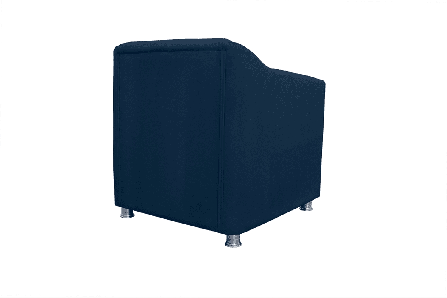 Combo 02 Poltronas Decorativa Tilla Pés Cromados Suede Azul Marinho - DS Estofados