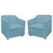 Combo 02 Poltronas Decorativa Tilla Pés Cromados Suede Azul Turquesa - DS Estofados