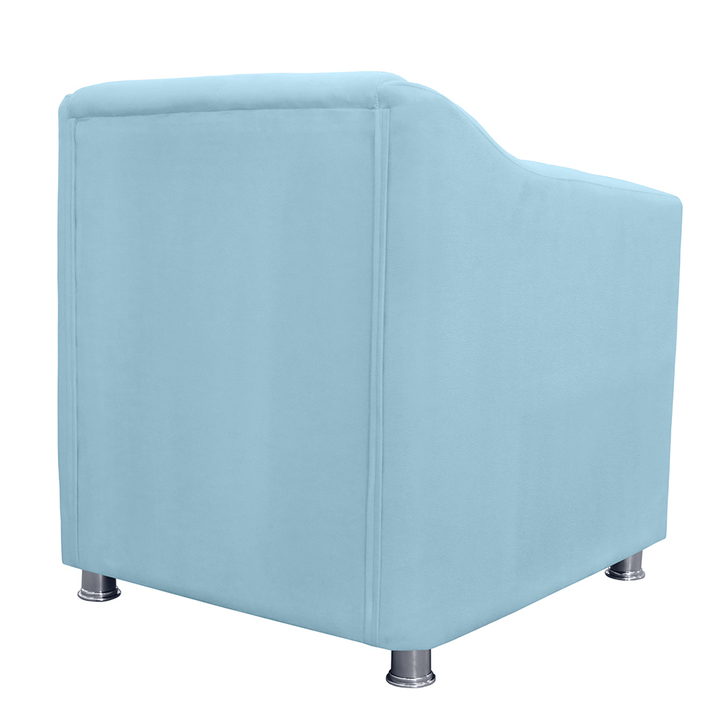 Combo 02 Poltronas Decorativa Tilla Pés Cromados Suede Azul Turquesa - DS Estofados