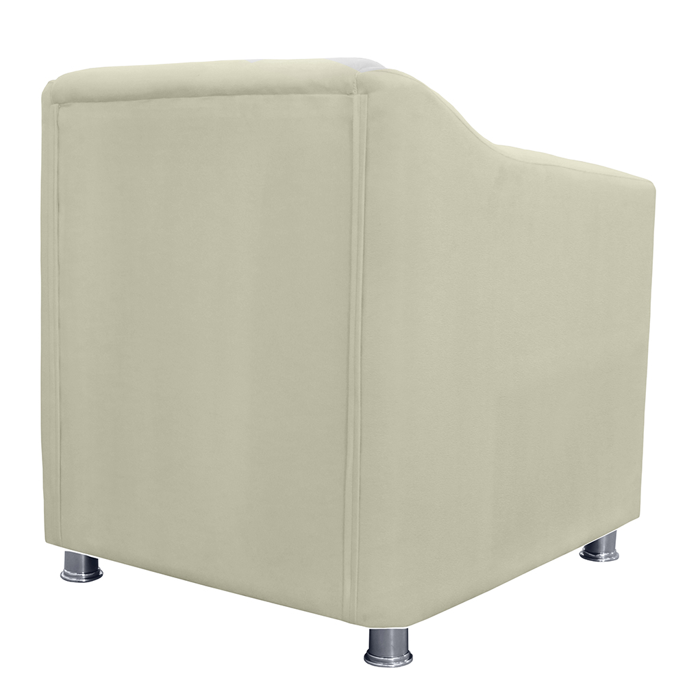 Combo 02 Poltronas Decorativa Tilla Pés Cromados Suede Bege - DS Estofados