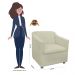 Combo 02 Poltronas Decorativa Tilla Pés Cromados Suede Bege - DS Estofados
