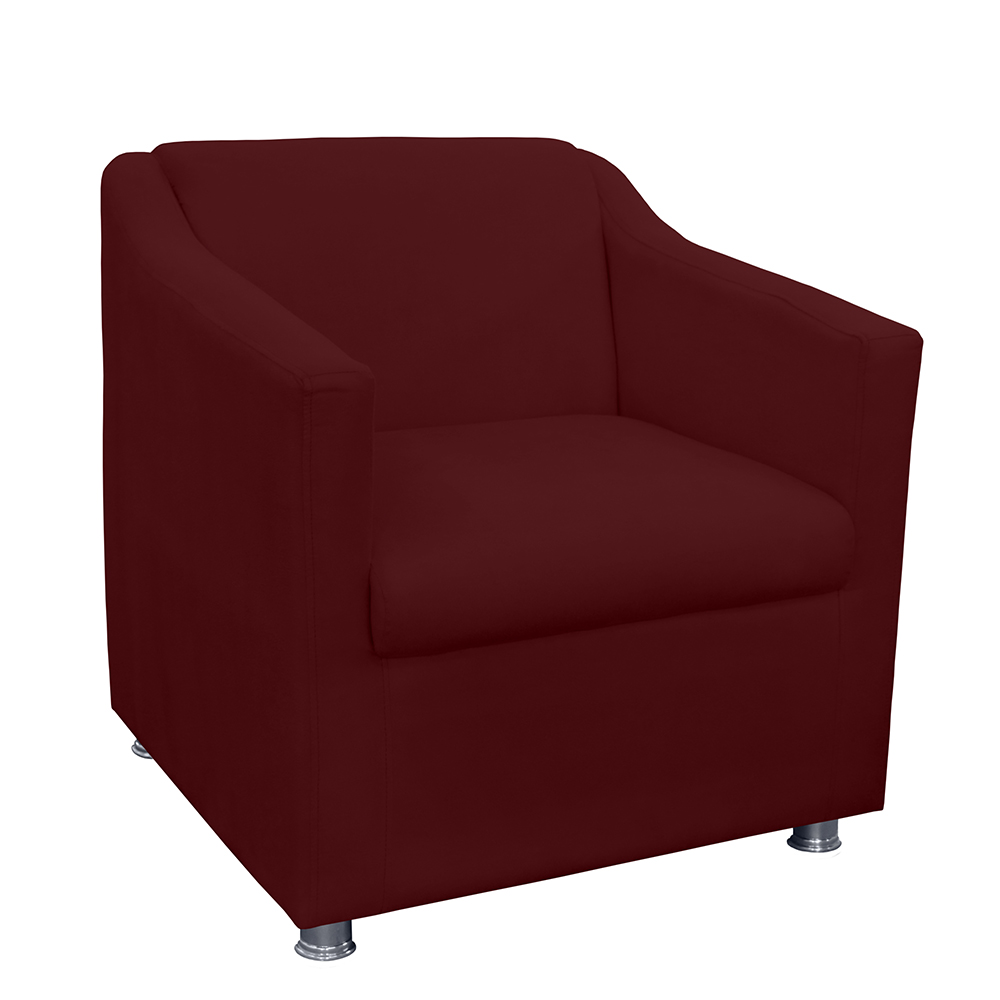 Combo 02 Poltronas Decorativa Tilla Pés Cromados Suede Bordô - DS Estofados