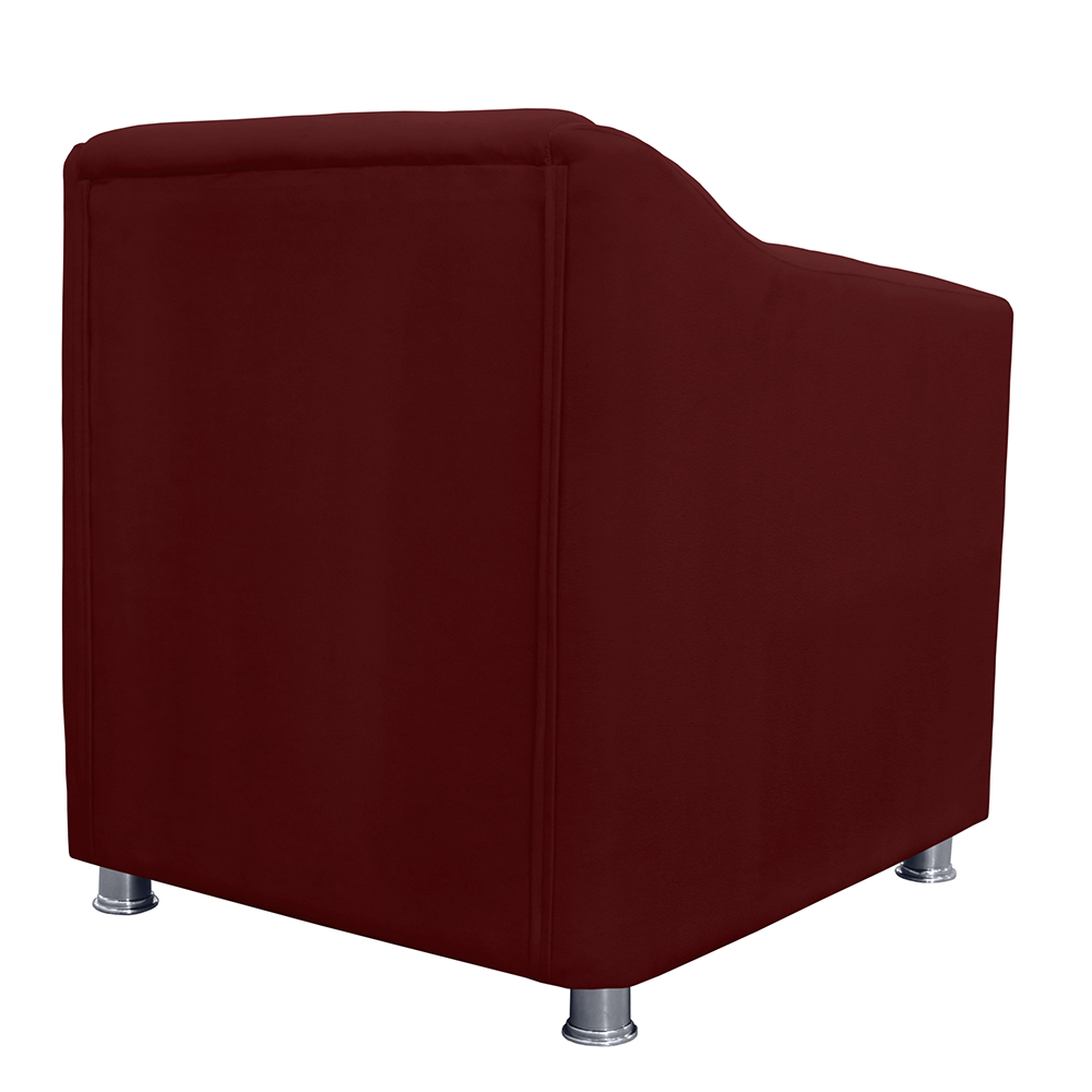 Combo 02 Poltronas Decorativa Tilla Pés Cromados Suede Bordô - DS Estofados
