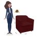 Combo 02 Poltronas Decorativa Tilla Pés Cromados Suede Bordô - DS Estofados