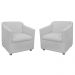Combo 02 Poltronas Decorativa Tilla Pés Cromados Suede Branco - DS Estofados