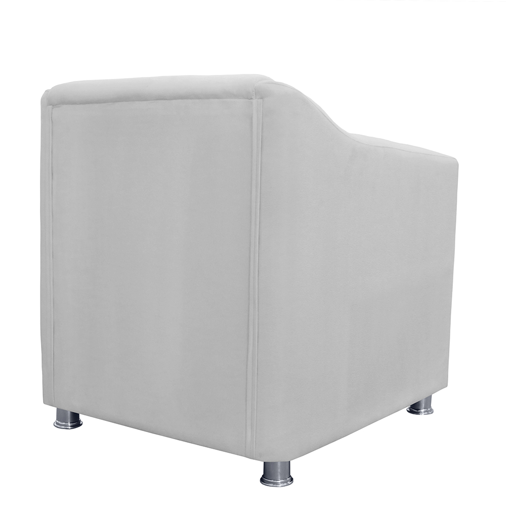 Combo 02 Poltronas Decorativa Tilla Pés Cromados Suede Branco - DS Estofados