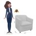 Combo 02 Poltronas Decorativa Tilla Pés Cromados Suede Branco - DS Estofados
