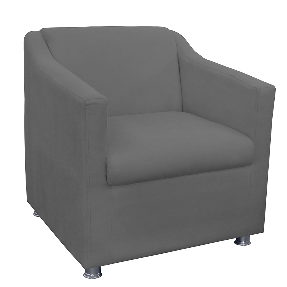 Combo 02 Poltronas Decorativa Tilla Pés Cromados Suede Cinza - DS Estofados