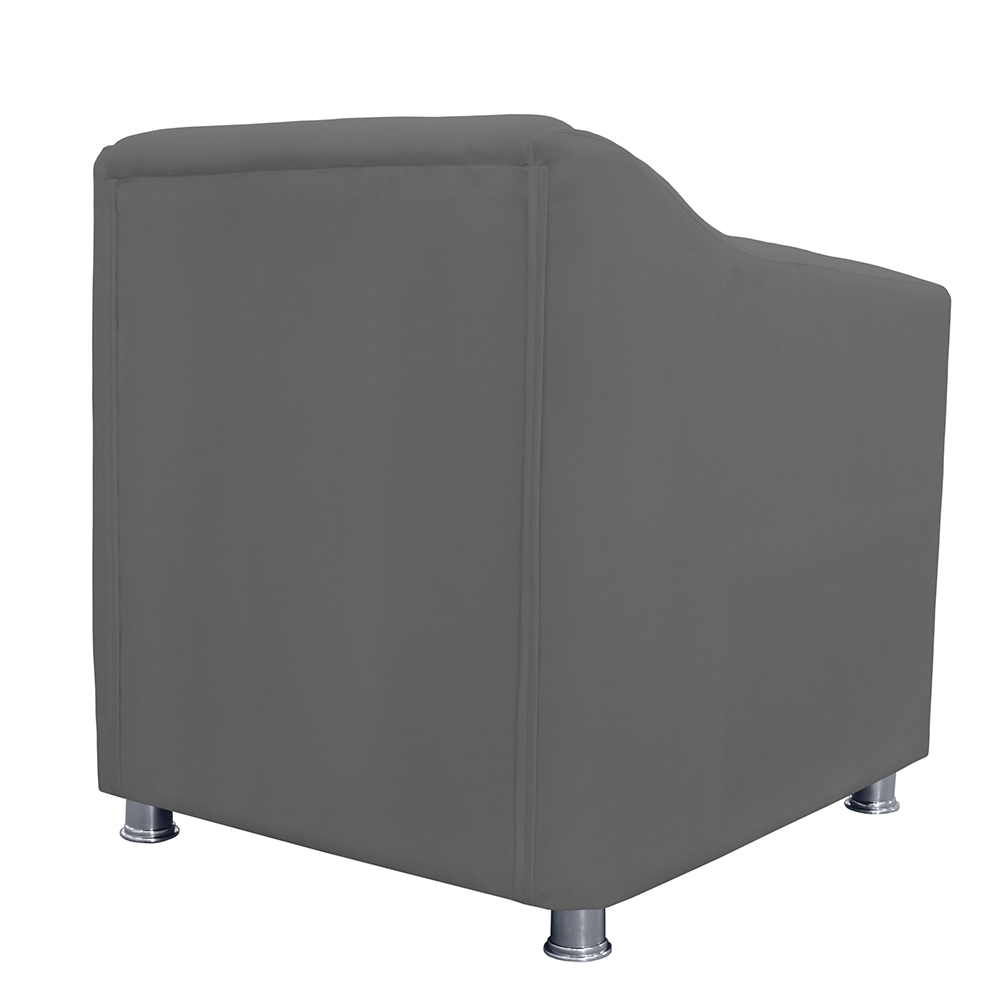 Combo 02 Poltronas Decorativa Tilla Pés Cromados Suede Cinza - DS Estofados