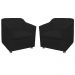 Combo 02 Poltronas Decorativa Tilla Pés Cromados Suede Preto - DS Estofados