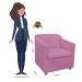 Combo 02 Poltronas Decorativa Tilla Pés Cromados Suede Rosa - DS Estofados