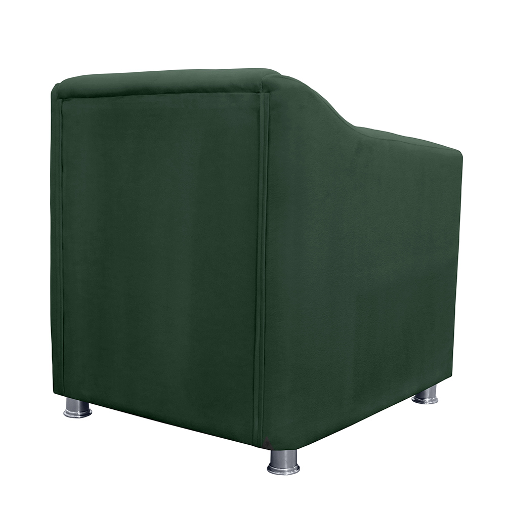 Combo 02 Poltronas Decorativa Tilla Pés Cromados Suede Verde - DS Estofados