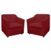Combo 02 Poltronas Decorativa Tilla Pés Cromados Suede Vermelho - DS Estofados