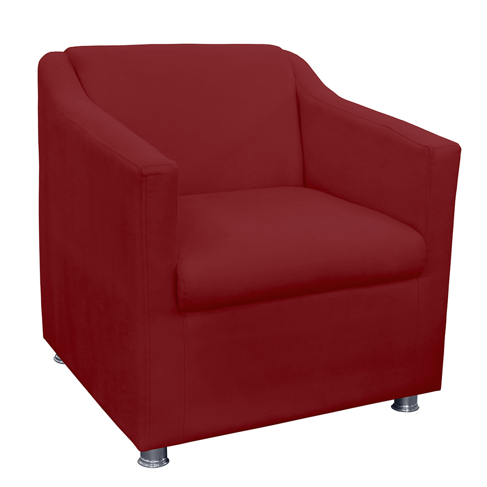 Combo 02 Poltronas Decorativa Tilla Pés Cromados Suede Vermelho - DS Estofados