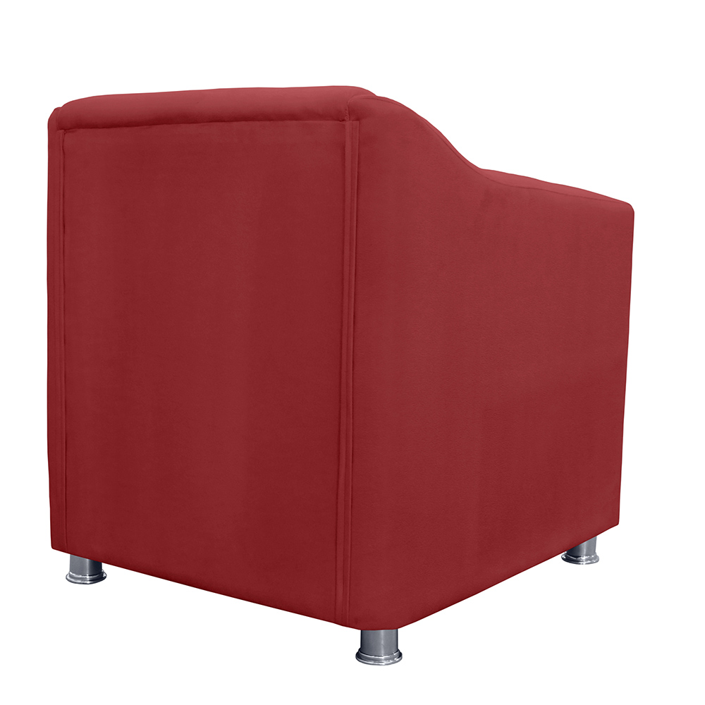 Combo 02 Poltronas Decorativa Tilla Pés Cromados Suede Vermelho - DS Estofados