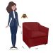 Combo 02 Poltronas Decorativa Tilla Pés Cromados Suede Vermelho - DS Estofados