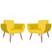 Combo 02 Poltronas Decorativas Flora Pés Palito Suede Amarelo - DS Estofados