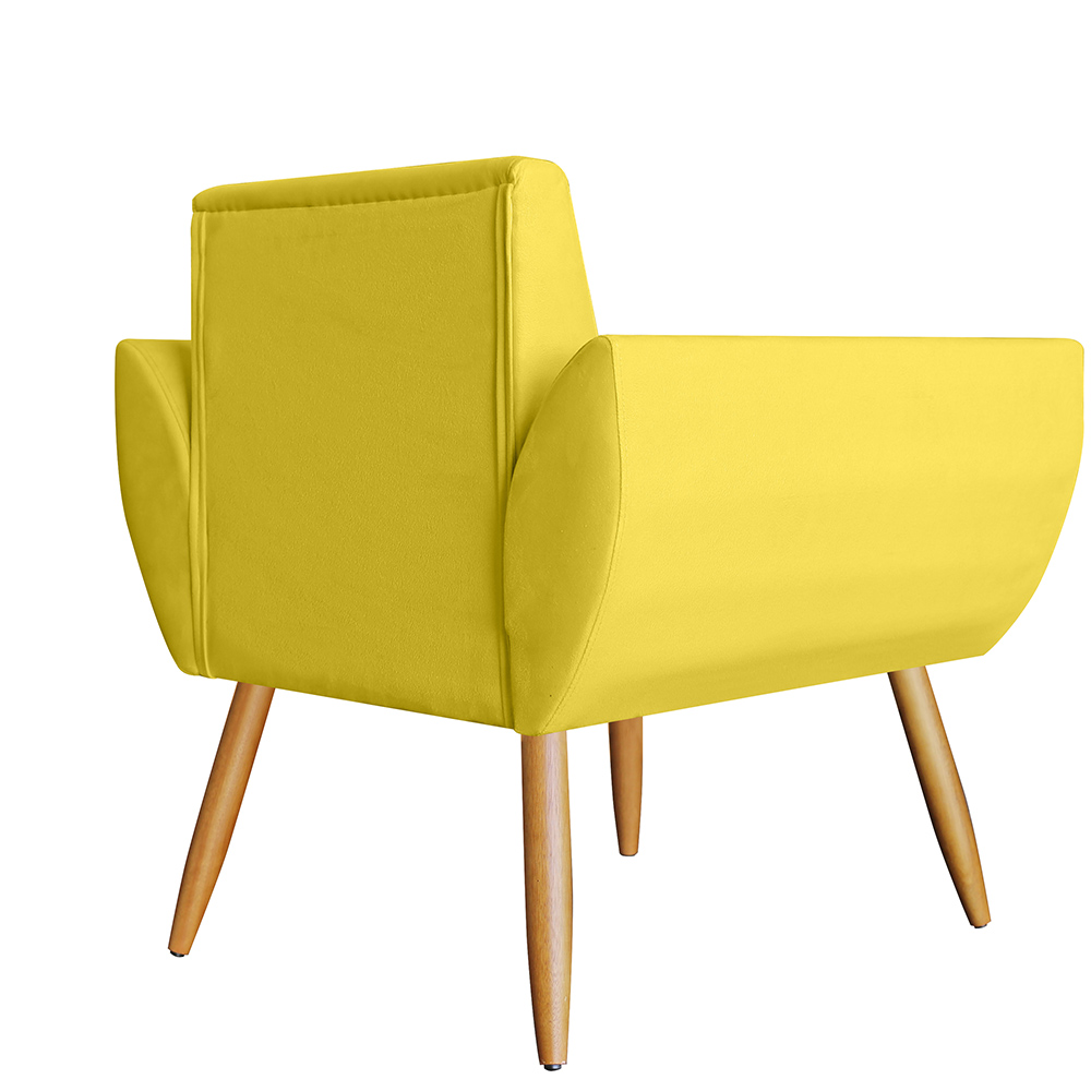 Combo 02 Poltronas Decorativas Flora Pés Palito Suede Amarelo - DS Estofados