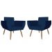 Combo 02 Poltronas Decorativas Flora Pés Palito Suede Azul Marinho - DS Estofados