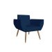 Combo 02 Poltronas Decorativas Flora Pés Palito Suede Azul Marinho - DS Estofados