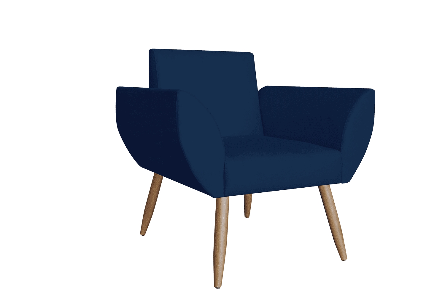 Combo 02 Poltronas Decorativas Flora Pés Palito Suede Azul Marinho - DS Estofados