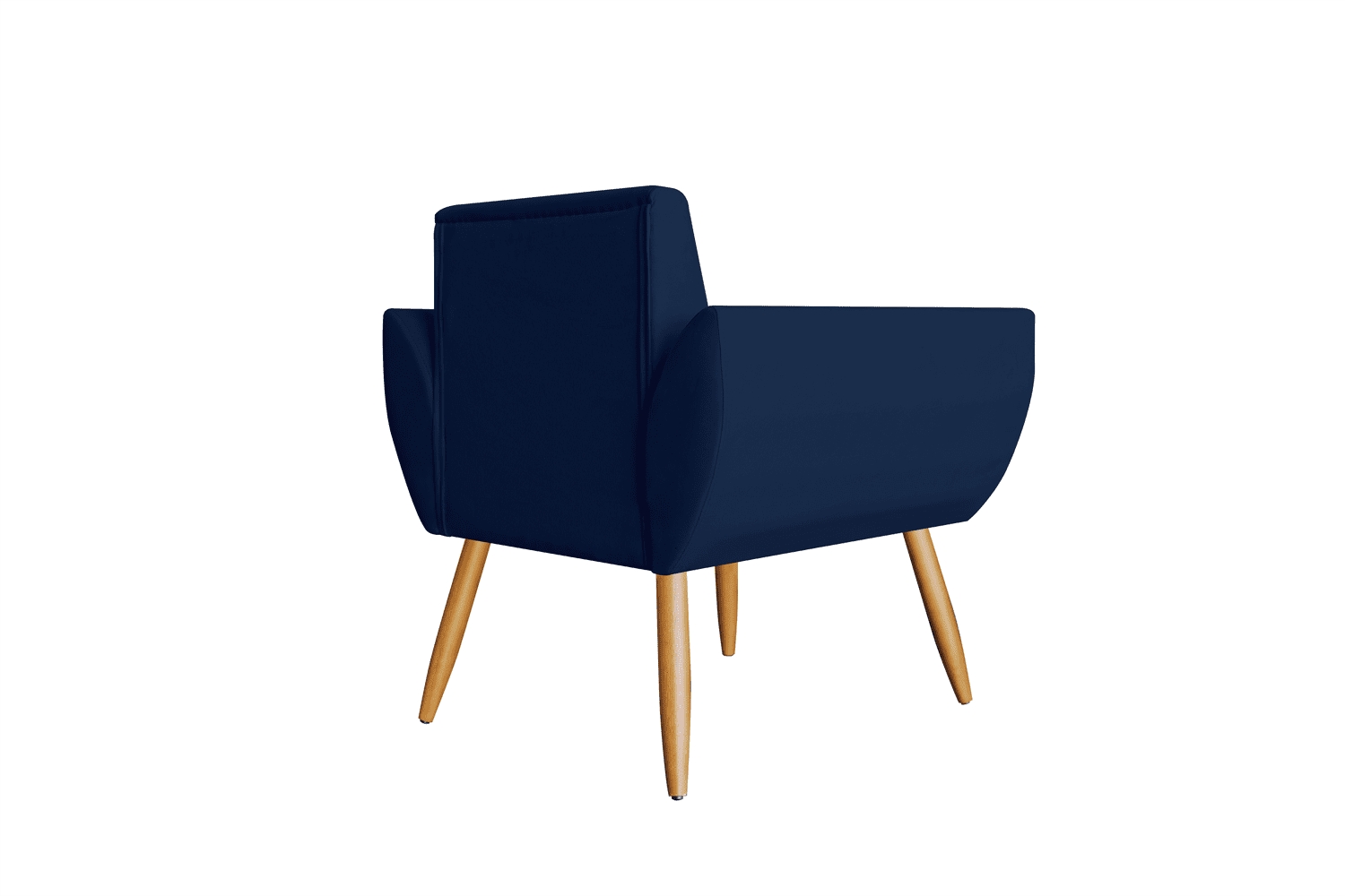 Combo 02 Poltronas Decorativas Flora Pés Palito Suede Azul Marinho - DS Estofados