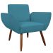 Combo 02 Poltronas Decorativas Flora Pés Palito Suede Azul Turquesa - DS Estofados