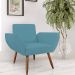 Combo 02 Poltronas Decorativas Flora Pés Palito Suede Azul Turquesa - DS Estofados