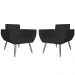 Combo 02 Poltronas Decorativas Flora Pés Palito Suede Preto - DS Estofados