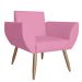 Combo 02 Poltronas Decorativas Flora Pés Palito Suede Rosa - DS Estofados