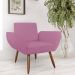 Combo 02 Poltronas Decorativas Flora Pés Palito Suede Rosa - DS Estofados