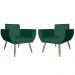 Combo 02 Poltronas Decorativas Flora Pés Palito Suede Verde - DS Estofados